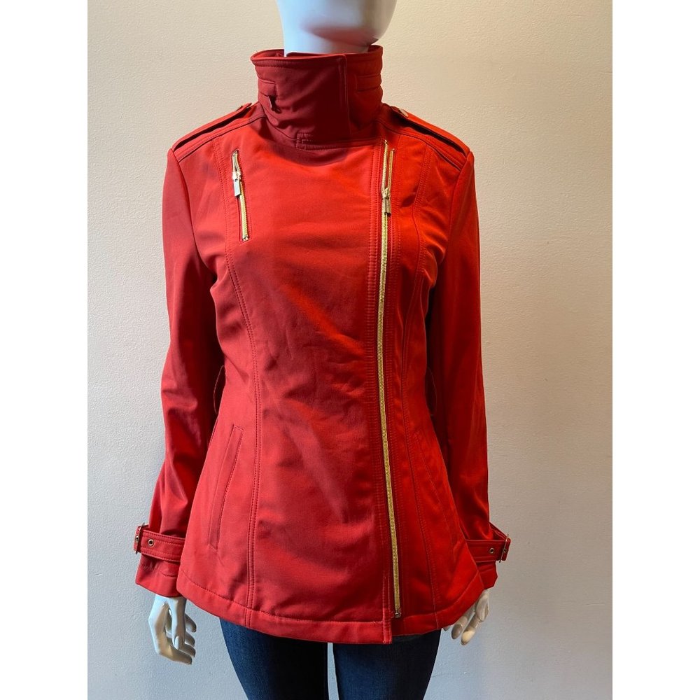 Kenneth Cole Reaction Womens Softshell Transition Jacket Turtleneck Red SZ Small